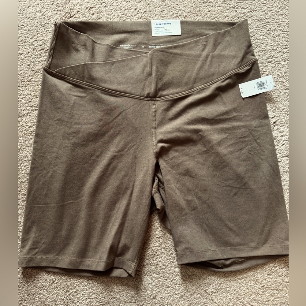 Old Navy Brown Bike Shorts High-Waisted Stretch